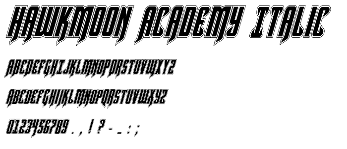 Hawkmoon Academy Italic font